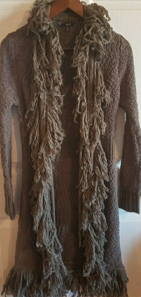 Sioni brown open waterfall front Cardigan M